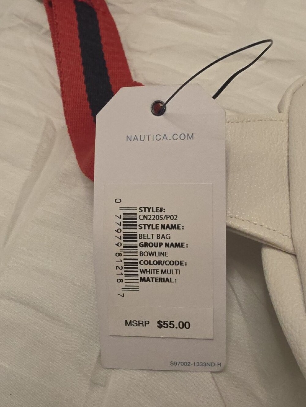 Nautica White Belt Bag with Red & Navy Stripe Strap - Picture 3 of 4